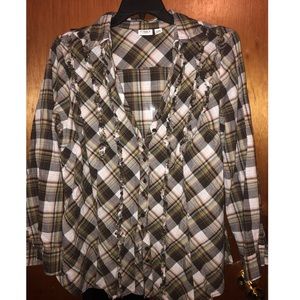 Cato- Brown Plaid Button Down- 18/20